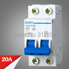 Disjuntor DZ47-60 c20 2 p 20a, interruptor de ar pequeno tipo c unipolar com proteção contra choque elétrico, frete grátis 2024 - compre barato