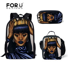 FORUDESIGNS 3pcs/set Black Queen African Girls Printing School Bags for Kids Primary Schoolbag Children Large Capacity Book Bag 2024 - buy cheap