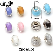 DINGLLY-Cuentas de plástico de 8 colores para mujer y hombre, abalorios compatibles con pulsera de cuentas de marcas originales, regalo de joyería, 2 unids/lote 2024 - compra barato