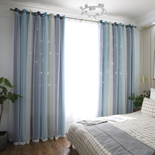 Cortinas opacas de doble capa con aislamiento térmico para sala de estar, sombreado de doble capa para ventana, dormitorio, cosido 2024 - compra barato