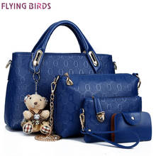 Flying birds women leather handbag 4 pcs set luxury tote women bag brands bolsos pouch messenger bags ladies wallet female purse 2024 - buy cheap