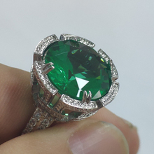 Роскошные Яркие круглые кольца с зеленым камнем, очаровательные Кристальные кольца для женщин, юбилейные Свадебные ювелирные изделия, Femme Anel L5Q145 2024 - купить недорого