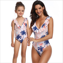 New Bikini Set Mother Daughter Swimsuit Family Matching Clothes Family Look dress Mommy And Me Clothes Print Nylon Mom Swimsuit 2024 - buy cheap