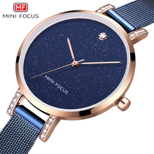 MINI FOCUS Women's Luxury Quartz Watches 2019 New Fashion Casual Mesh Strap Waterproof Wristwatch Lady Woman F0160L Rose blue 2024 - buy cheap