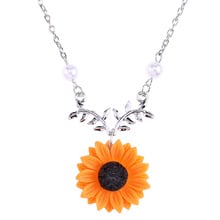 Gold Chain Pendant Necklace Delicate Sunflower Jewelry for Women Long Creative Imitation Pearl Necklace Punk Accessories 2024 - buy cheap