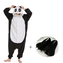 Pijama feminino urso de panda e kigurumi, macia, flanela, roupa de dormir, fantasia para adultos 2024 - compre barato