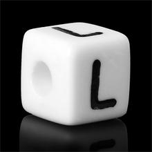 DoreenBeads Acrylic Spacer Beads Square White Letter Pattern "L" About 10mm(3/8")x 10mm(3/8"),Hole: Approx 4mm,100 PCs 2024 - buy cheap