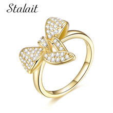 2018 Cute Butterfly Bow-knot  Zircon Stones Rings For Women Girls Jewelry Anillos Mujer Aneis Femininos Bague Femme Joias 2024 - buy cheap