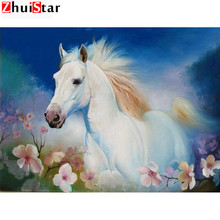 5D DIY Diamond Mosaic White Horse Full Drill Square Cross Stitch Diamond Painting Animals Decoration Home XY1 2024 - buy cheap