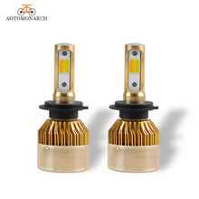 Luces LED de coche de colores duales, Bombilla de faro delantero de coche H4 H7 9005 9006 H1 H8 H9 H11 H3 HB2 880 COB, 8000LM, blanco y amarillo, 12V CA 2024 - compra barato