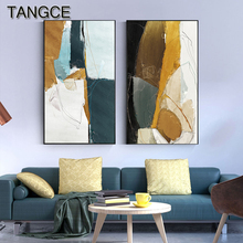 Quadros abstratos, tela verde, amarelo, arte de parede para sala, poster azul, moderno, quadros de entrada, tamanho grande 2024 - compre barato