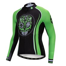 Autumn Pro Long Sleeve Cycling Jersey Skull Wolf MTB Men Cycling Shirt Team Mountain Ropa De Ciclismo Long Bike Jersery Green 2024 - buy cheap