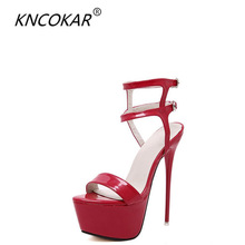KNCOKAR-zapatos de tacón ultrafino para mujer, calzado con plataforma impermeable, sexy, a la moda, color puro, tacones altos de gran tamaño, novedad de verano 2024 - compra barato