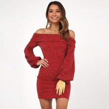 Slim 2019 Sexy Off Shoulder Women Mini Long Sleeve Bodycon Dress Club Vestido De Festa Casual Night Out Party Vestidos Clubwear 2024 - buy cheap