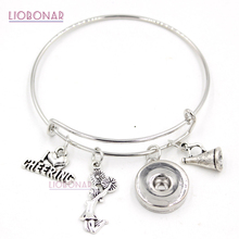 Snap Jewelry I love Cheering Megaphone Cheerleader Bracelets Bangle Sport Gift Liobonar Snap Buttons Charms Bracelets Women 2024 - buy cheap