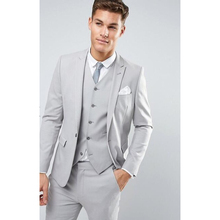 Light Grey New Men's Slim Fit Latest Suits Men Custom Made Skinny Suits Men Wedding Best Man Suits 3 Pieces Set 2024 - buy cheap