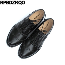 black brogue japanese round toe lace up 13 retro vintage women oxfords shoes genuine leather china size 42 12 44 flats large 2024 - buy cheap