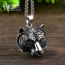 Beier Stainless Steel Classic Punk Animal Pendant Exquisite Tiger Head Men's Necklace Pendant High Quality Jewelry LLBP8-425P 2024 - buy cheap