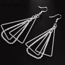 WNGMNGL 2018 New Fashion Hollow Out Triangle Earrings For Woman Girls Jewelry Shiny Rhinestone Long Dangle Geometric Earrings 2024 - buy cheap