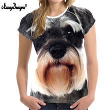 NoisyDesigns Wholesale 3D Schnauzer Women T Shirt Tees Woman Tops O Neck Elastic Ladies Basic Shirt Girl Female Dog T-shirt 2020 2024 - buy cheap