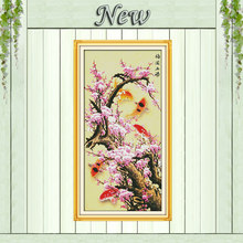 plum flower fish home decor painting counted printed on canvas DMC 14CT 11CT chinese Cross Stitch Needlework Set Embroidery kits 2024 - buy cheap