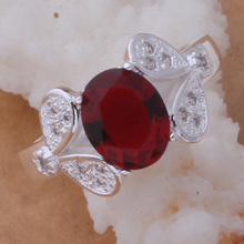 Женское и мужское кольцо из серебра 925 пробы с темно-красным камнем 2024 - купить недорого