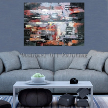 New Hand Painted Brown Abstract Oil Painting Hang Paintings Modern Knife View Picture Big Size Canvas Painting For Living Room 2024 - buy cheap