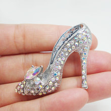 Модная обувь на высоком каблуке серебристого цвета, обувная брошь, прозрачные стразы с кристаллами 2024 - купить недорого