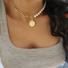 Luxury Design Imitation Pearls Choker Necklace Female Coin Heart Pendant Necklaces for Women Gold Color 2019 Fashion Jewelry 2024 - buy cheap