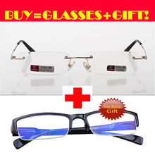 [ONE GLASSES+GIFT GLASSES] Diamond cutting edges Blue ray Men and women rimless reading glasses +1.0 +1.5 +2.0 +2.5 +3.0+3.5+4.0 2024 - buy cheap