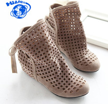 Huanqiu botas de verão femininas, botas baixas ocultas para mulheres, vestido casual zll336 2024 - compre barato