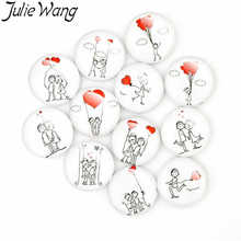 Julie Wang 50PCS 8-15mm Lovers Couple Heart Balloon Pattern Cabochons Glass Flatback Necklace Bracelet Jewelry Making Accessory 2024 - buy cheap