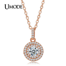 Женская цепочка с кулоном UMODE, винтажное ожерелье с кубическим цирконием, цвет белое/розовое золото, Подарочная бижутерия, AUN0229A 2024 - купить недорого