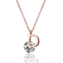New Arrival Letter Clip Shiny Large Crystal Necklace Pendant For Women Stainless Steel Rose Gold Love Collier Woman Collar 2024 - buy cheap