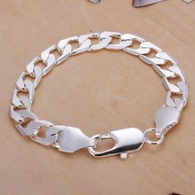 H262 Wholesale Silver Plated Bracelet, Shinning Fashion Jewelry 10mm Flat Bracelet /aiwajada Bbcajsja 2024 - buy cheap