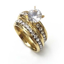 1 par de anéis de aço inoxidável com cristal de titânio 5mm para casamento feminino acessórios e zircônia cúbica 2024 - compre barato