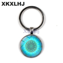 XKXLHJ-Colgante de cristal con Mandala, flor azul de vida, arte, Geometría Sagrada, llavero, joya de regalo, nuevo 2024 - compra barato