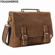 Maletines de piel de vaca vintage para hombre, bolsas de mensajero para ordenador portátil de negocios de 15 pulgadas, estilo inglés, bolso escolar de gran capacidad 2024 - compra barato