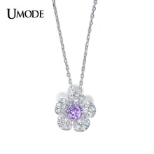 Ожерелье UMODE, ожерелье цвета родия, звеньевая цепь с фиолетовым кубическим цирконием, раньше ожерелья, ювелирные изделия для женщин, AUN0088 2024 - купить недорого