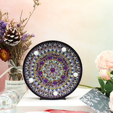 Faça você mesmo roxo mandala led diamante pintura de luz caixa de luz lâmpada de bordado lâmpada led inteiramente broca especial strass decoração de casa 2024 - compre barato