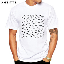2019 AMEITTE Funny A flock of pigeons Design Men Casual Animal Print Tshirt Tops Summer Comfortable Male Short Sleeve Tee Shirt 2024 - buy cheap