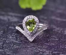 Классический Зеленый Перидот Драгоценный Камень кольцо серебряное кольцо украшение Хорошее ювелирное изделие натуральный драгоценный камень подарок на день рождения Бесплатная доставка в форме сердца 2024 - купить недорого