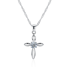 Классическое женское ожерелье с крестом из стерлингового серебра 925 пробы, ожерелье с кулоном из Кубического циркония для леди, подарок для любимой девушки, повседневные ювелирные изделия 2024 - купить недорого
