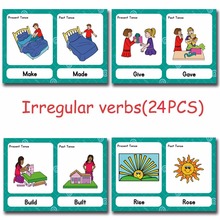 Cartões de bolso para crianças, jogo irregular, 24 verbs, flash, em inglês, brinquedos educativos, para aprendizagem das crianças 2024 - compre barato