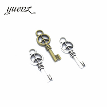 YuenZ-colgantes de llave de la paz de color plata antigua, 20 unidades, para collar, pulsera, fabricación de joyas, DIY, hecho a mano, 26x9mm, O216 2024 - compra barato