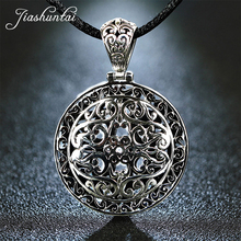 JIASHUNTAI Retro 925 Silver Sterling Big Pendant Necklace Round Hollow Carved Large Medal Silver Jewelry For Women and Men 2024 - buy cheap