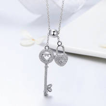 Romantic 925 Sterling Silver The key of Heart lock 36-45 cm Necklace fit Women Charms Jewelry 2024 - buy cheap