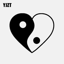 Yjzt 12.5cm * 11.2cm coração amor yin yan budismo carro adesivos decalque do vinil preto/prata C3-1513 2024 - compre barato