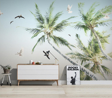 Papel de parede decorativo pintado à mão, pintura de fundo de coco 2024 - compre barato