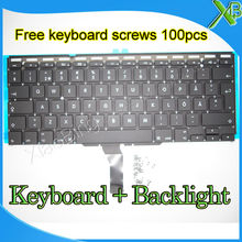 Brand New SE Sweden Swedish keyboard+Backlight Backlit+100pcs keyboard screws For MacBook Air 11.6" A1370 A1465 2010-2015 Years 2024 - buy cheap